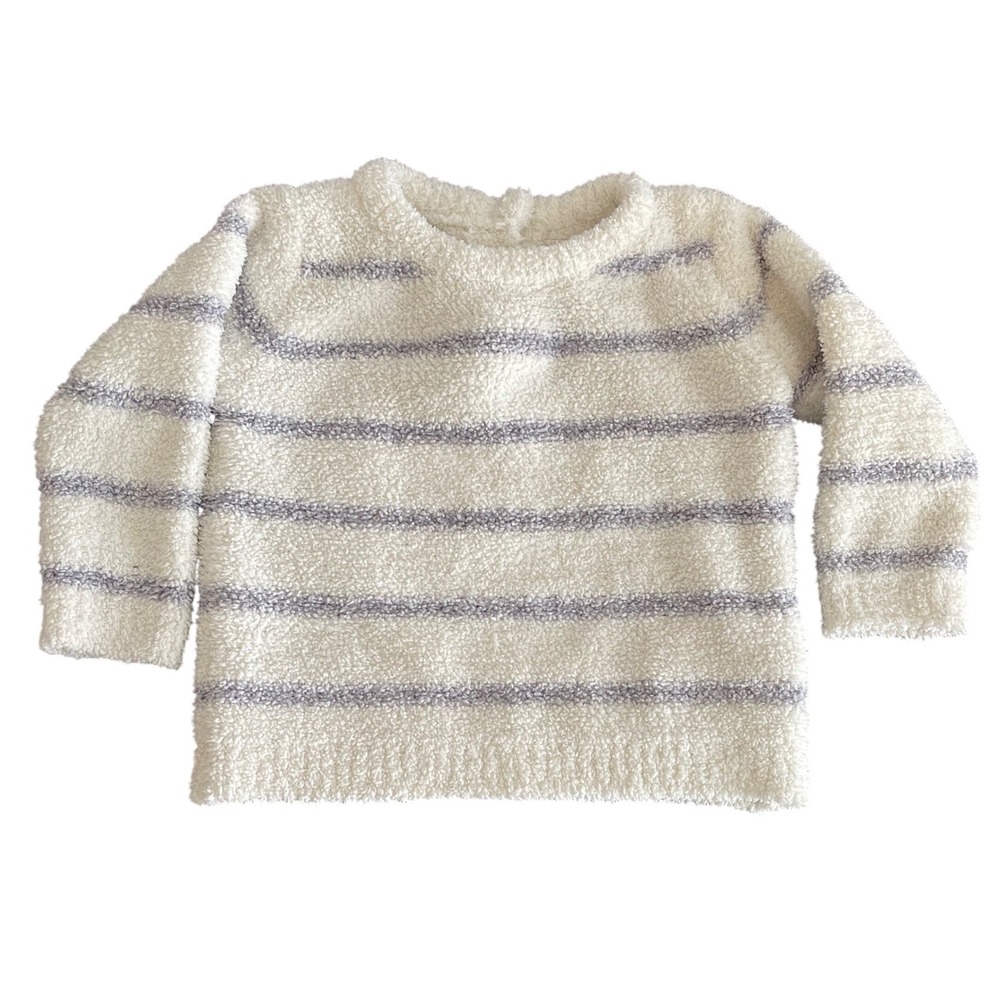 Cuddl Duds Baby Cream Striped Fuzzy Pullover Sweater 6 Months‎